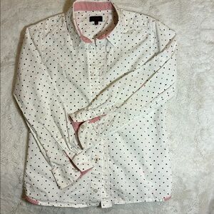 Paul Smith Junior size 8 white & navy and red symbols button down shirt cotton